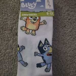 Bluey Crew Socks for Men - White and Blue